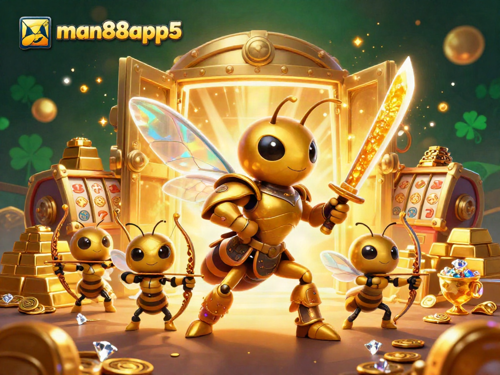 Experience the thrill of winning at man88app5 casino with dynamic slot reels and treasure-filled ambiance.