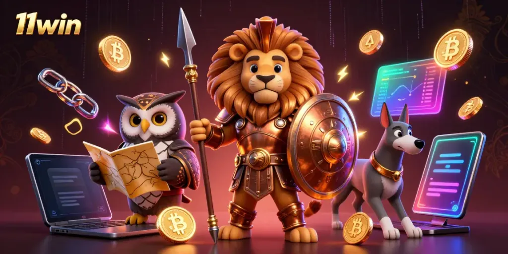 Experience thrilling gameplay with 11win in this vibrant, action-packed casino illustration.
