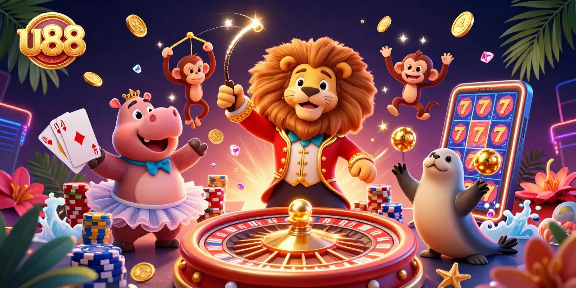 Engage with u88's exhilarating casino adventure featuring vibrant characters amidst dynamic gaming elements.